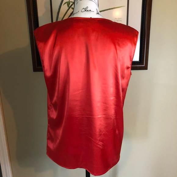 4/$25 Richie Tailor Top Blouse Medium M Red Orange - Picture 3 of 12